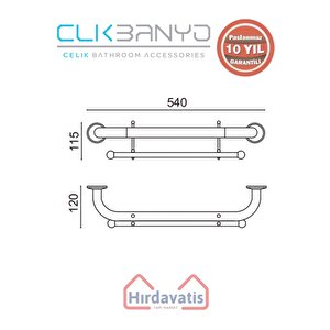 Paslanmaz Pirinç Bella İkili Uzun Havluluk Çift Kancalı 50cm