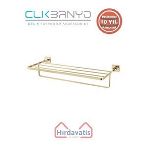 Paslanmaz Pirinç Milano Raf Havluluk 50cm Altın Sarı Gold