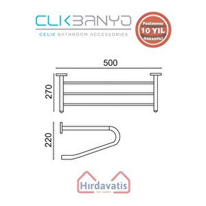Paslanmaz Pirinç Flora Destekli Raf Havluluk 50cm Altın Sarı Gold