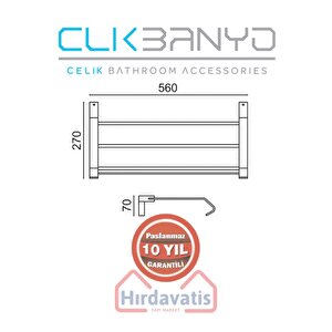 Paslanmaz Pirinç Titanik Raf Havluluk 50cm Pirinç Malzeme ( 10 Yıl Garantili )