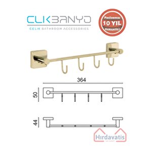 Paslanmaz Pirinç Vizyon Kanca 4’lü Askılık Altın Sarı Gold