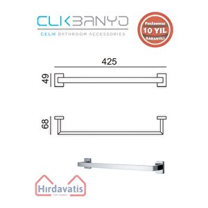Paslanmaz Pirinç Kenzo Uzun Havluluk 40cm