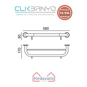 Paslanmaz Pirinç Bella İkili Uzun Havluluk Kancalı 50cm