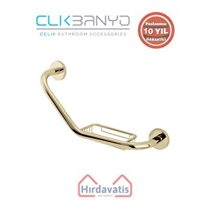 Paslanmaz Pirinç Flora Küvet Tutamağı Süngerlikli 40cm Altın Sarı Gold