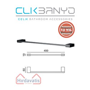 Paslanmaz Pirinç Titanik 40 Cm Uzun Havluluk Mat Siyah