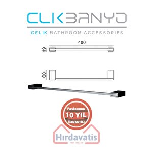 Paslanmaz Pirinç Titanik 40 Cm Uzun Havluluk Mat Siyah