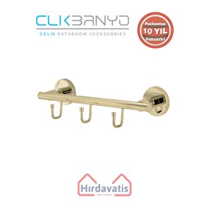Paslanmaz Pirinç Flora 3’lü Askılık Altın Sarı Gold