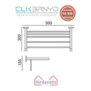Paslanmaz Pirinç Bella Montajlı Raf Havluluk 50cm
