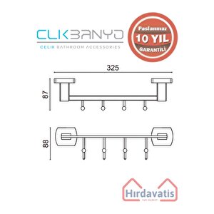 Paslanmaz Pirinç Milano 4’lü Askılık