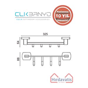 Paslanmaz Pirinç Milano 4’lü Askılık