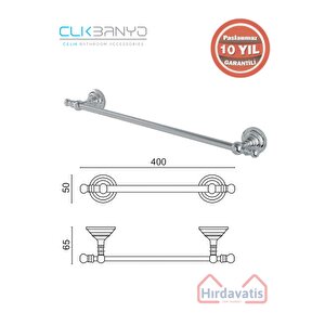 Paslanmaz Pirinç Ottoman Uzun Havluluk 50cm