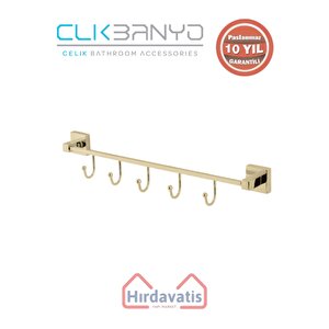 Paslanmaz Pirinç Tamay 5’li Askılık Altın Sarı Gold