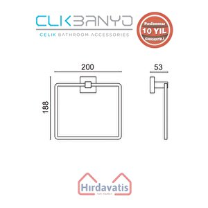 Paslanmaz Pirinç Tamay Kare Havluluk Mat Siyah