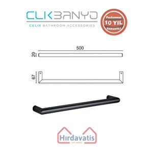 Paslanmaz Pirinç Flora Küvet Kolu Rozetsiz 50cm Mat Siyah