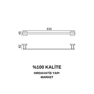 Paslanmaz Pirinç Milano Uzun Havluluk 60cm Mat Siyah
