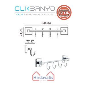 Paslanmaz Pirinç Kumru Kancalı 4’lü Askılık