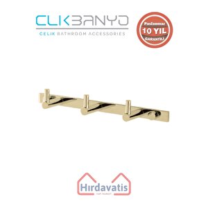 Paslanmaz Pirinç Mercan 3’lü Askılık Altın Sarı Gold