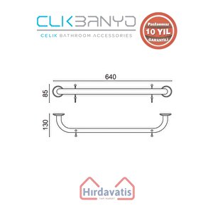 Paslanmaz Pirinç Bella Uzun Havluluk Çift Kancalı 60cm