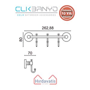 Paslanmaz Pirinç Dilek 3’lü Askılık