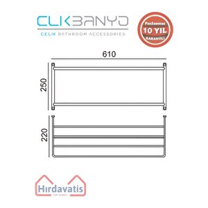 Paslanmaz Pirinç Mercan 2’li Havluluk 60cm