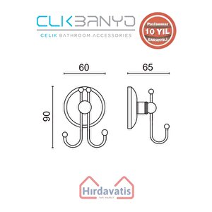 Paslanmaz Pirinç Bella Çıkmalı Çiftli Askılık
