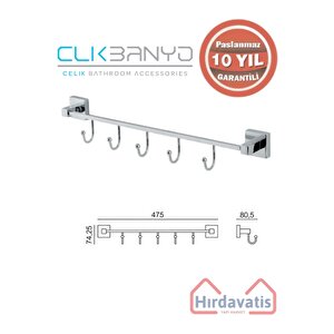Paslanmaz Pirinç Tamay 5’li Askılık