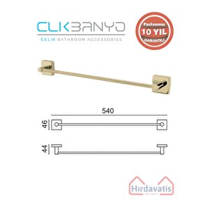 Paslanmaz Pirinç Vizyon Uzun Havluluk 50cm Altın Sarı Gold