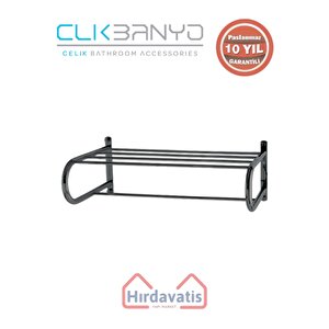 Paslanmaz Pirinç Mercan Lamalı Raf Havluluk 50cm Mat Siyah