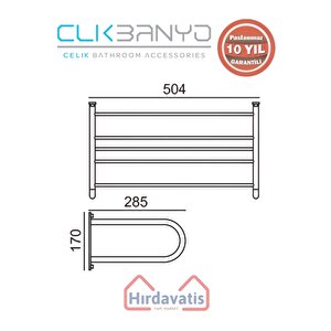Paslanmaz Pirinç Mercan Lamalı Raf Havluluk 50cm Mat Siyah