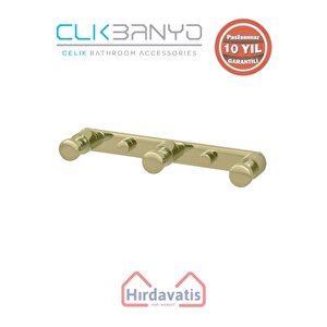 Paslanmaz Pirinç Flora 3’lü Askılık Altın Sarı Gold
