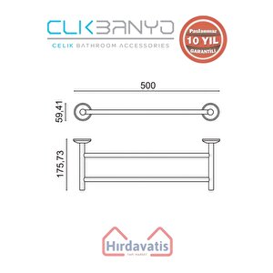 Paslanmaz Pirinç Bella İkili İnce Uzun Havluluk 50cm