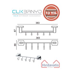 Paslanmaz Pirinç Milano 5’li Askılık