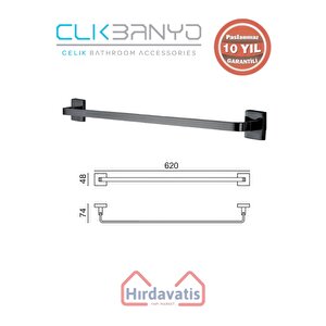 Paslanmaz Pirinç Tamay Havluluk 60cm Mat Siyah