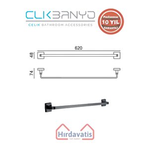 Paslanmaz Pirinç Tamay Havluluk 60cm Mat Siyah
