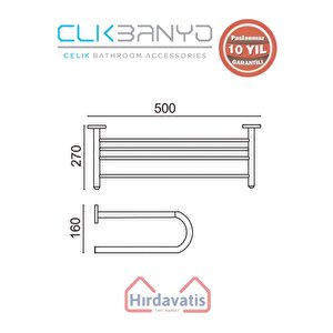 Paslanmaz Pirinç Flora Uzun Havluluk 50cm Altın Sarı Gold