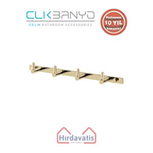 Paslanmaz Pirinç Mercan 4’lü Askılık Altın Sarı Gold