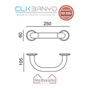 Paslanmaz Pirinç Bella Küvet Tutamağı 20cm