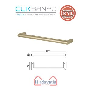 Paslanmaz Pirinç Flora Küvet Kolu Rozetsiz 30cm Altın Sarı Gold