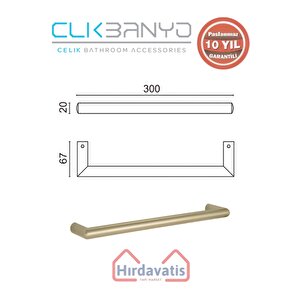Paslanmaz Pirinç Flora Küvet Kolu Rozetsiz 30cm Altın Sarı Gold