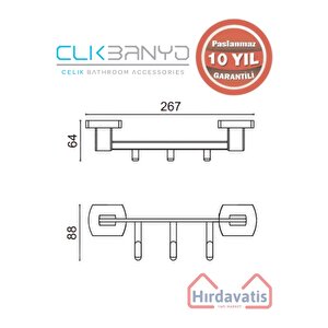 Paslanmaz Pirinç Milano 3’lü Askılık