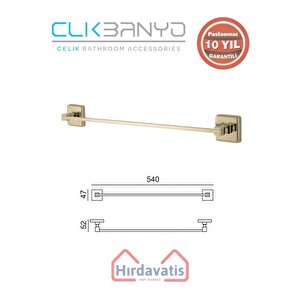 Paslanmaz Pirinç Kumru Uzun Havluluk 60cm Altın Sarı Gold