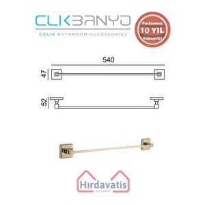 Paslanmaz Pirinç Kumru Uzun Havluluk 60cm Altın Sarı Gold