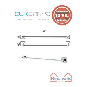 Paslanmaz Pirinç Tamay Uzun Havluluk 60cm