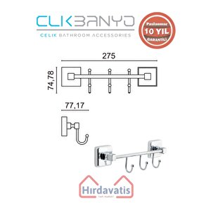 Paslanmaz Pirinç Kumru Kancalı 3’lü Askılık