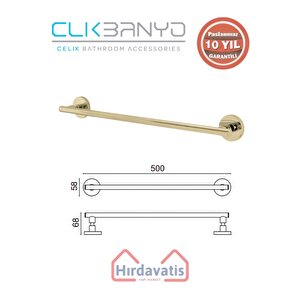 Paslanmaz Pirinç Flora Uzun Havluluk 50cm Altın Sarı Gold