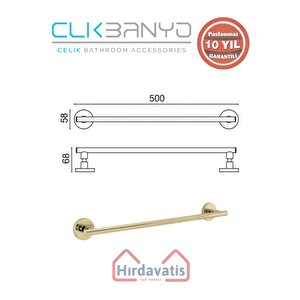 Paslanmaz Pirinç Flora Uzun Havluluk 50cm Altın Sarı Gold