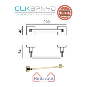 Paslanmaz Pirinç Tamay Havluluk 20cm Altın Sarı Gold