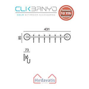 Paslanmaz Pirinç Bella Çıkmalı Kanca Altılı Askılık