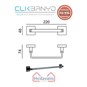 Paslanmaz Pirinç Tamay Havluluk 20cm Mat Siyah