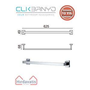 Paslanmaz Pirinç Kenzo Uzun Havluluk 60cm